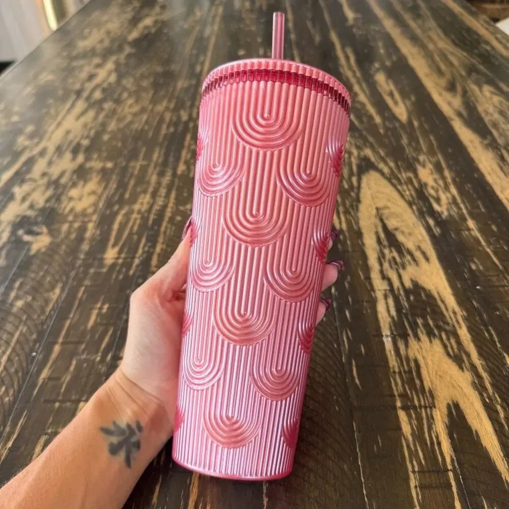 Starbucks - Red Geometric Tumbler with Straw – 24oz
